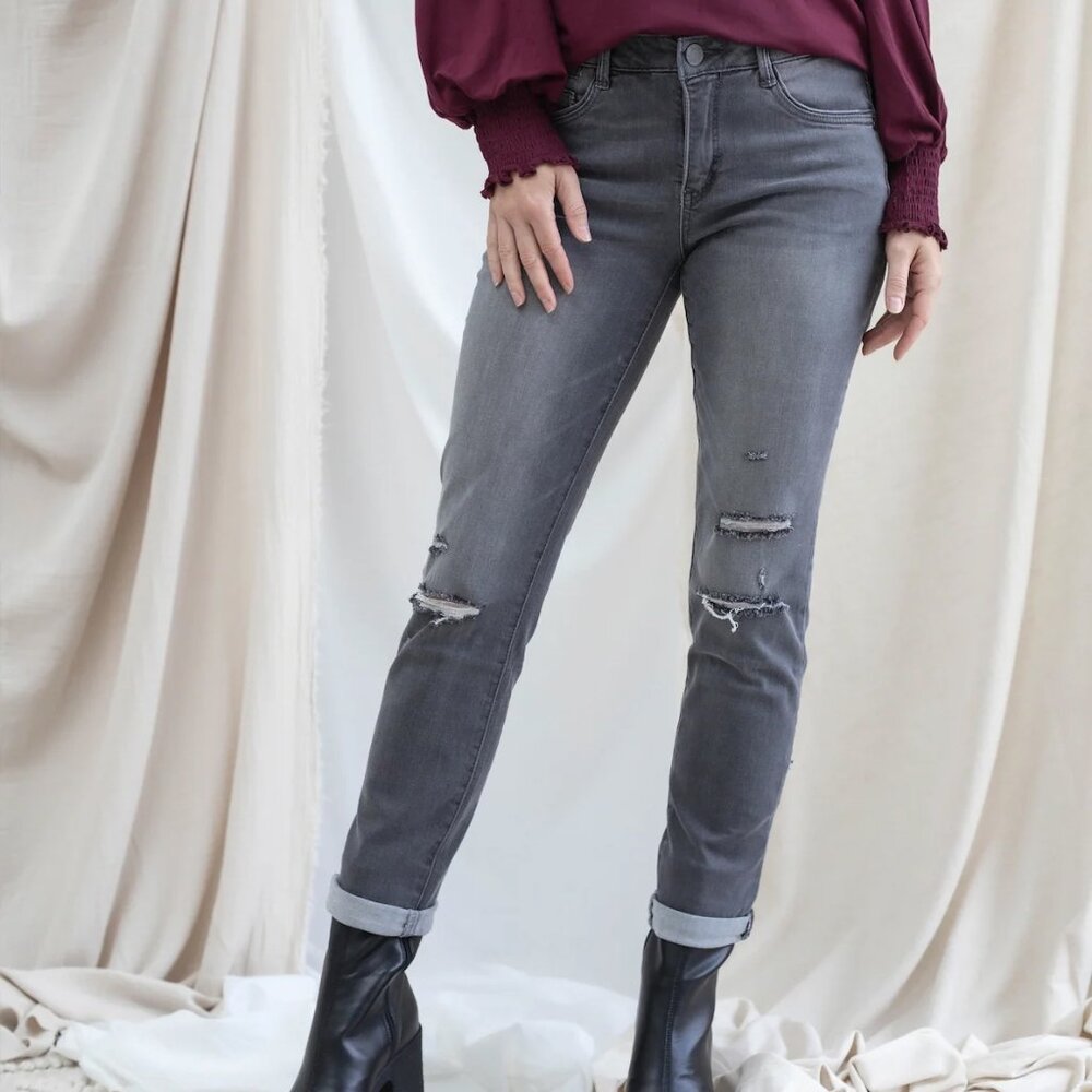 Mac and Me Grey Vintage Girlfriend Straight Leg